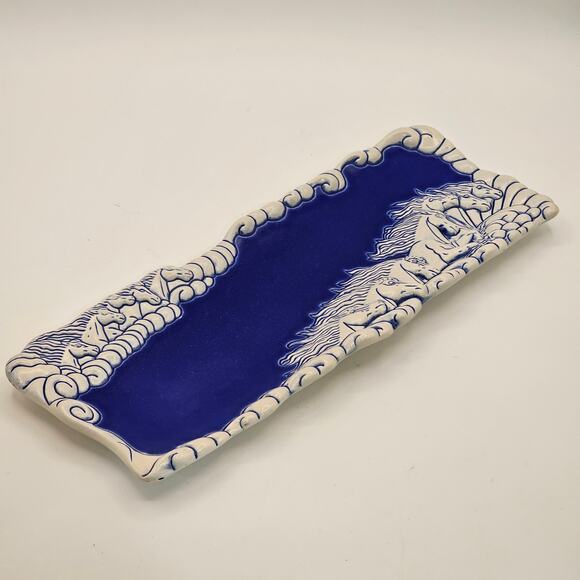 1994 Heart Land Studios Wild Horses Pottery Tray by Lyn Ulick - Stunning Design - Picture 3 of 10